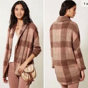 Anthropologie Moth Woodland Plaid Sweater Wrap